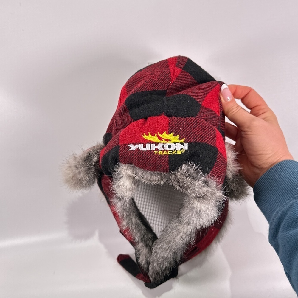 Yukon Tracks Mens Trapper Hat Rabbit Fur Buffalo Plaid Size L - Picture 5 of 13